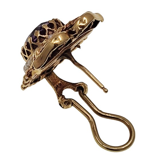 Victorian 14K Amethyst & Seed Pearl Earrings - image 3