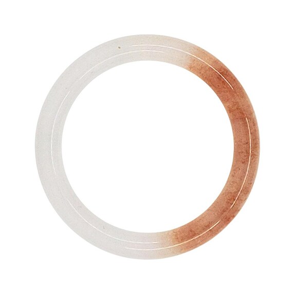 Ice Lavender & Orange Solid Jade Bangle Bracelet - image 2