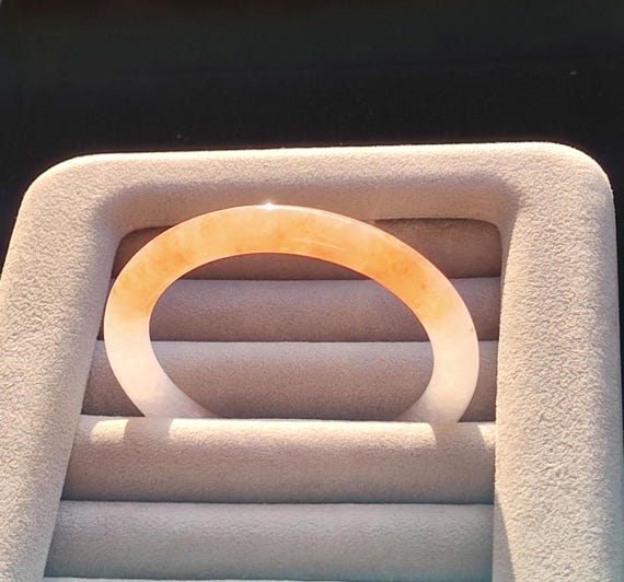 Ice Lavender & Orange Solid Jade Bangle Bracelet - image 5