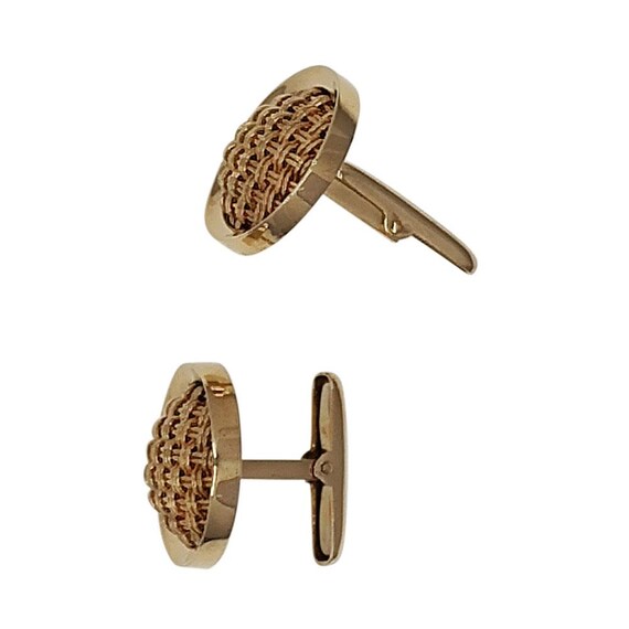 Solid 14K Gold Round Cufflinks - image 2