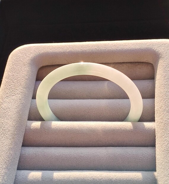 Light Green Solid Jade Bangle Bracelet - image 6