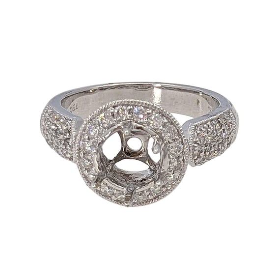 18KW Pave Diamond Semi Mounting Engagement Ring