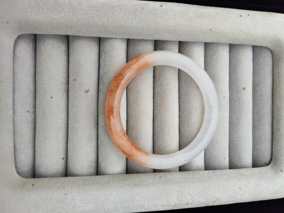 Ice Lavender & Orange Solid Jade Bangle Bracelet - image 3