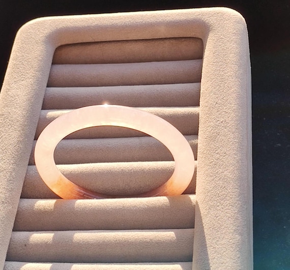 Ice Lavender & Orange Solid Jade Bangle Bracelet - image 6