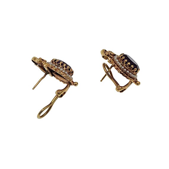Victorian 14K Amethyst & Seed Pearl Earrings - image 2
