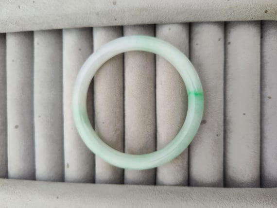 Light Green Solid Jade Bangle Bracelet - image 4