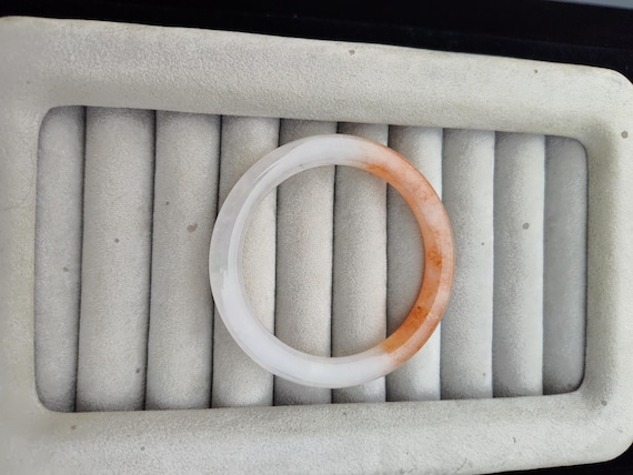 Ice Lavender & Orange Solid Jade Bangle Bracelet - image 4