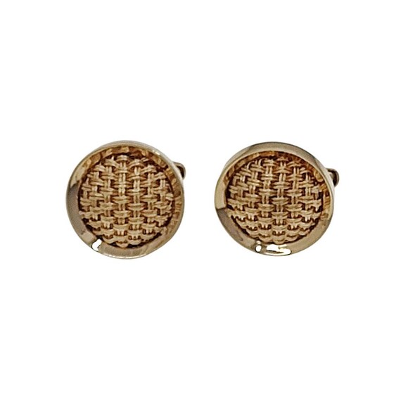 Solid 14K Gold Round Cufflinks - image 4
