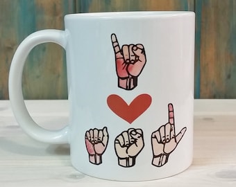 I Love ASL Mug: Watercolor Sign Language Coffee Cup
