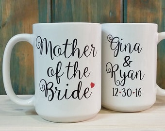 Mother of the bride, Mother of the groom, bridal party mug, coffee mug, gift idea, personalized mug, wedding party coffee mugs