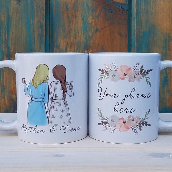 Custom Best Friend Mug, Personalized Girls in Robes