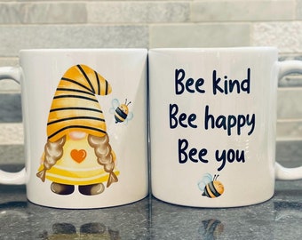 Bee Gnome Coffee Mug: Personalized Honeycomb Design
