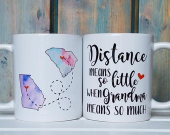 Custom State to State Grandma Mug: Long Distance Gift