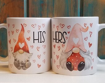 His and Hers Gnome Mugs: Set of 2