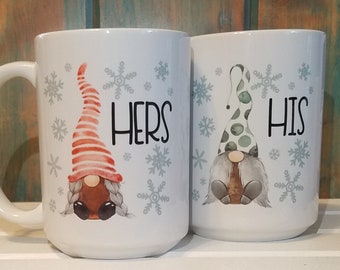 His and Hers Gnome Mugs: Set of 2
