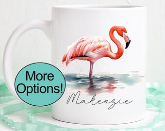 Personalized Flamingo Coffee Mug: Custom Name, Dishwasher Safe