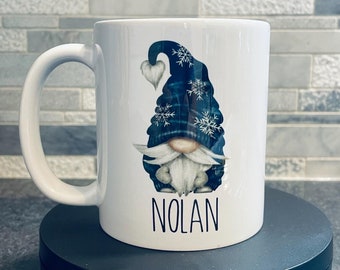 Personalized Snowflake Gnome Coffee Mug - Winter Cocoa Mug