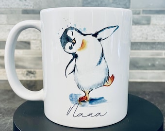 Personalized Penguin Coffee Mug, Custom Name Gift