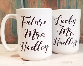 Personalized Mr & Mrs Mug Set: Engagement Gift
