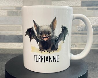 Bat Coffee Mug, Personalized Name