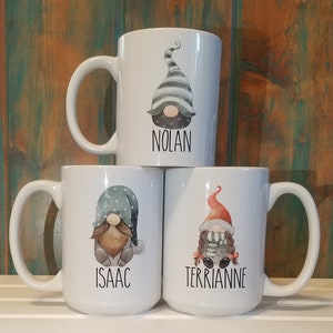 Custom Gnome Mug, Pick your Own Gnome, Name Mug, Custom Gnome with Personalization, Dishwasher Safe