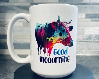 Cow Mug: Good Mooorning cow art