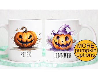 Custom Halloween Pumpkin Coffee Mug, Personalized Fall Decor