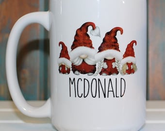 Custom Gnome Family Mug: Personalized Name and Images