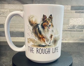 Rough Collie Coffee Mug: Collie Art, Dishwasher Safe