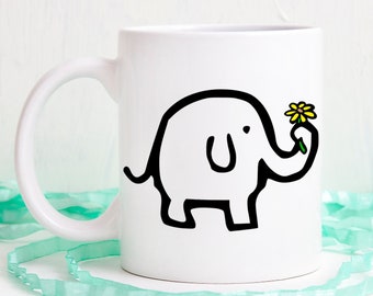 Elephant coffee mug, elephant mug, unique mug, cute mug, coffee cup, adorable mug, dishwasher safe mug