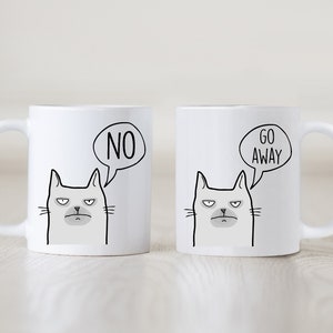 Cat mug, grey cat, custom cat mug, your words here, funny cat coffee mug, funny mug image 3