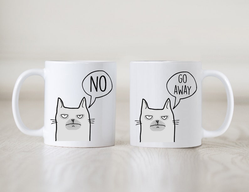 Cat mug, grey cat, custom cat mug, your words here, funny cat coffee mug, funny mug image 3