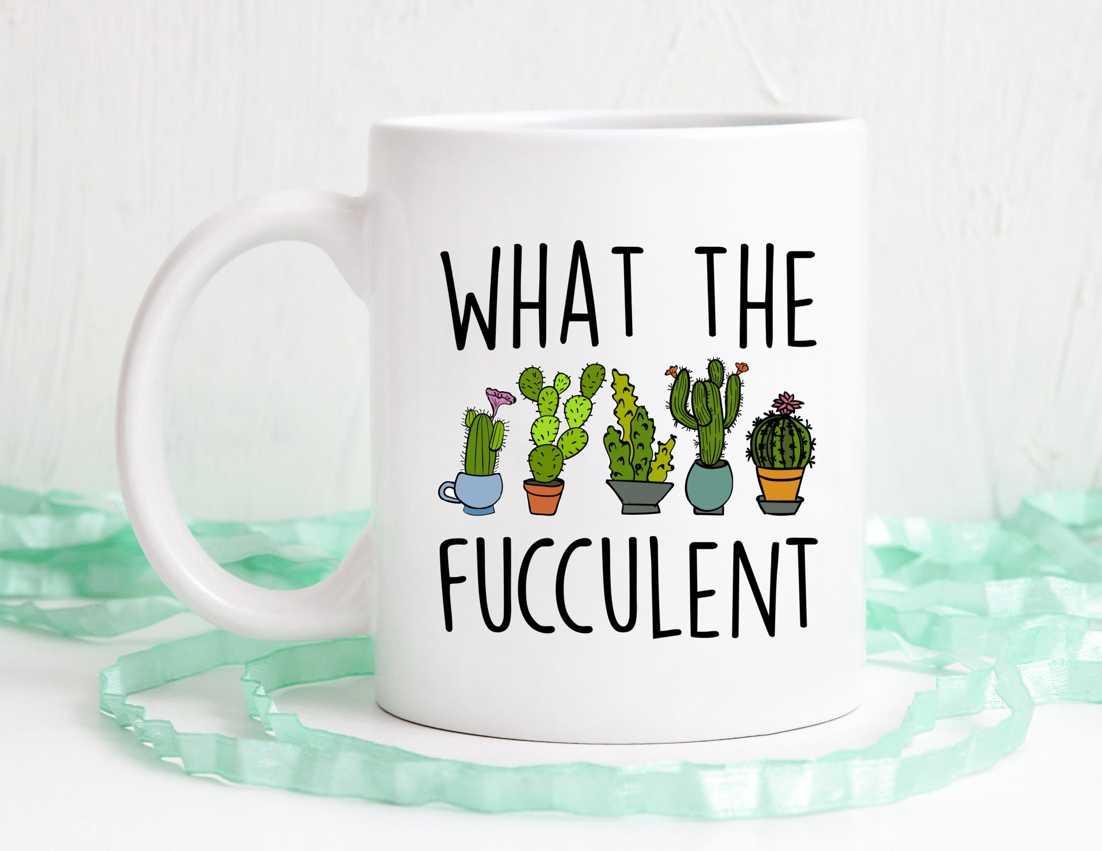 Succulent Plant Cactus Wine Gifts for Women- Set of 4 Funny Wine Glasses 15oz - Plant Lover Gift Mug - What The Fucculent- Crazy Plant Lady Glass