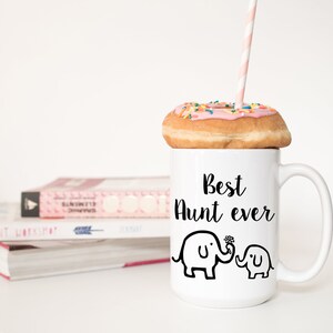 Best Aunt ever, elephant mug, unique mug, cute mug, coffee cup, adorable mug, Gift for sister afbeelding 2