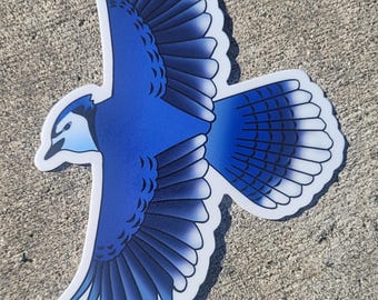 Blauhäher Vinyl Aufkleber, Vogelliebhaber, wasserfester Aufkleber