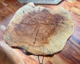 Spalted Maple Coffee Table With Walnut Bowties, Freeform round coffee table, live edge coffee table, round table