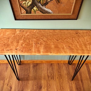Custom Quilted Cherry Console or Hall Table, Wood Hall Table, Custom Console Table, Wood Console Table, Modern Console Table