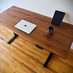Appalachian Black Walnut Electric Adjustable Standing Smart Desk, Fully Customizable Desk, Studio Desk, Recording Desk, Executive Desk