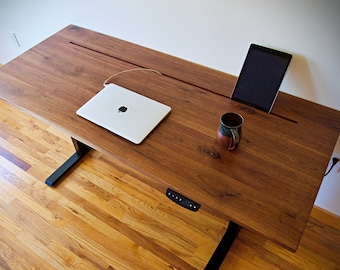 Appalachian Black Walnut Electric Adjustable Standing Desk , Fully Customizable Desk, Studio Desk, Recording Desk, Executive Desk