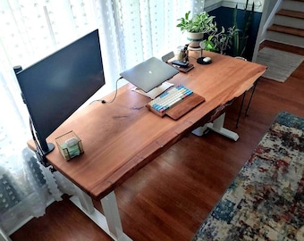 Custom Appalachian Cherry Live Edge Standing Desk, Handmade and Custom Built To Order Office Desks, Custom Made Desks and Office Furniture