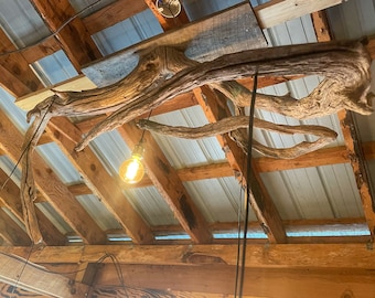 Driftwood Chandelier with Edison Bulbs, Driftwood Light Fixture, Salvaged Wood, Rustic Ceiling Light, Wood Chandeliers