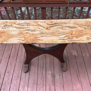 Burled Ambrosia Maple Entryway Table w/ Black Walnut Base