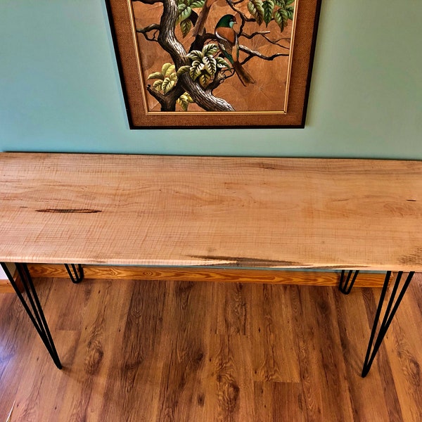 Appalachian Curly Maple Desk, Unique Wood Desk, Unique Hall Table, Modern Console Table, Modern Hall Table, Unique Console Table