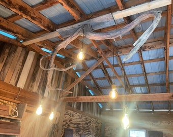 Driftwood Chandelier with Edison Bulbs, Driftwood Light Fixture, Salvaged Wood, Rustic Ceiling Light, Wood Chandeliers