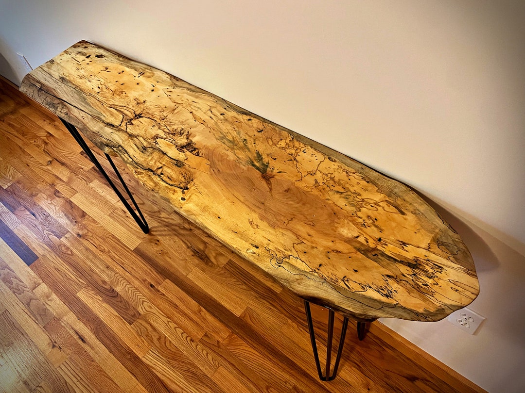 Unique Spalted Maple Live Edge Hall Table Highly Figured Etsy