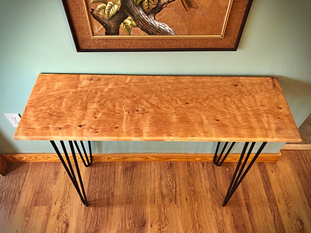 Custom Quilted Cherry Console or Hall Table, Wood Hall Table, Custom