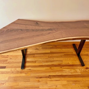 Live Edge Black Walnut Smart Desk with Sit/Stand Base, Studio Desk, Recording Desk, Executive Desk, Music Production Desk, Workstation