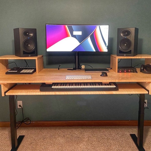 Custom Curly Maple Music Studio Desk, Recording Desk, Executive Desk, Office Desk, Music Production Desk, Composer Workstation