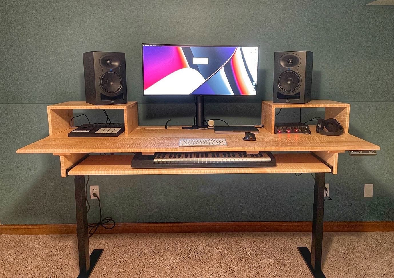 Custom Curly Maple Music Studio Desk Recording Desk Executive Desk Office Desk Music Production Desk Composer Workstation Etsy