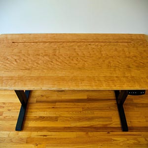 Appalachian Curly Cherry Electric Adjustable Standing Smart Desk, Fully Customizable Desk, Studio Desk, Recording Desk